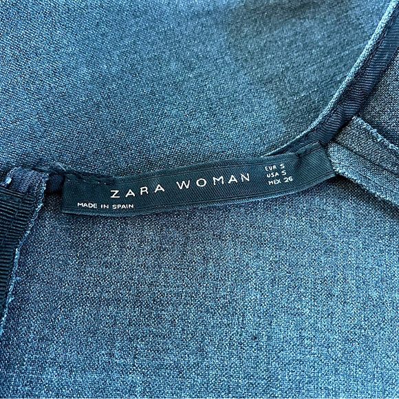 ZARA Women’s Midi A-Line Short Sleeve Dress Size S Heather Grey Light Stretch - Picture 6 of 6